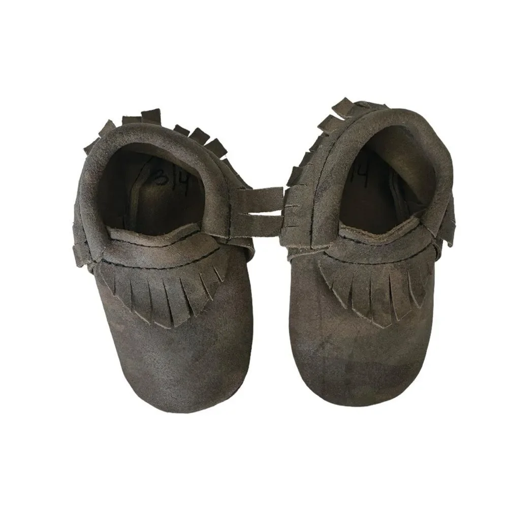 Hip Harp Leather Baby Moccasin Trainer Shoe Fringe Size 3/4
